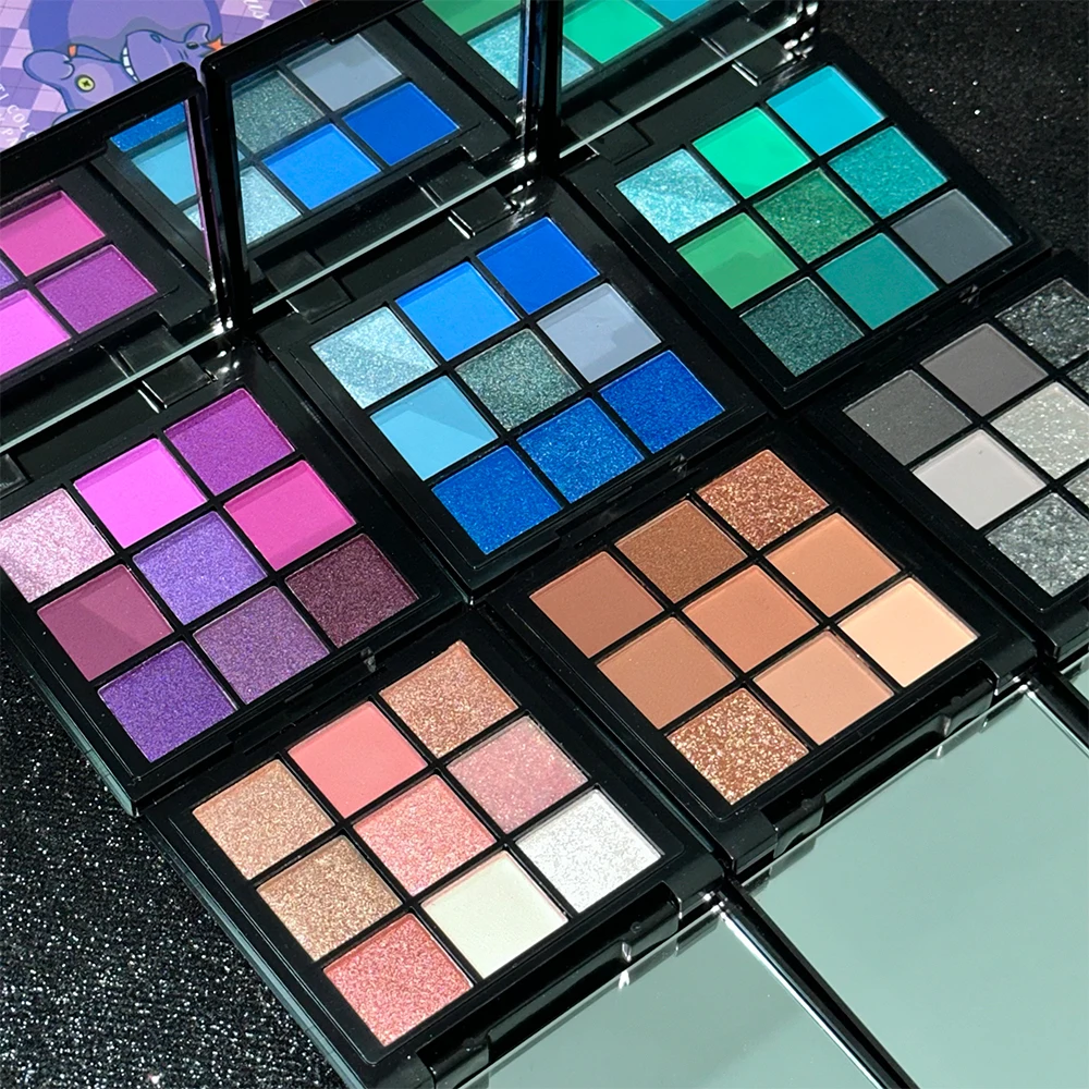 Eye Shadow Plate 9-Grid Eyeshadow Palette Purple Glitter Pearlescent Matte Shimmer Makeup Long Lasting Women Beauty Eye Cosmetics eye shadow plate