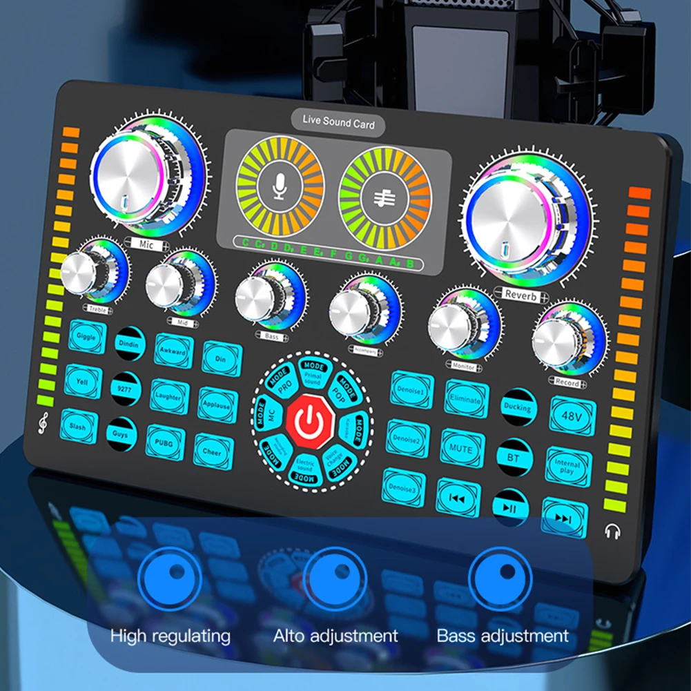 Porfessional Live Broadcast Sound Card Mixer Podcast Sound Board for