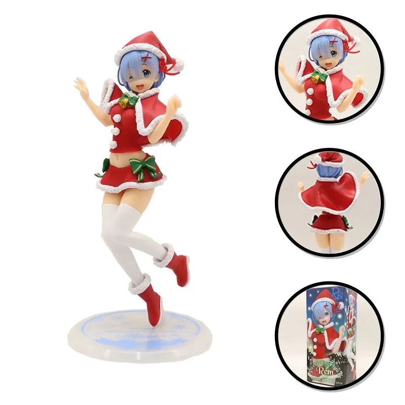 

23CM Re:Life In A Different World From Zero Rem Christmases Red Dress Figure Model Dolls Toy Gift kawaii anime figurines