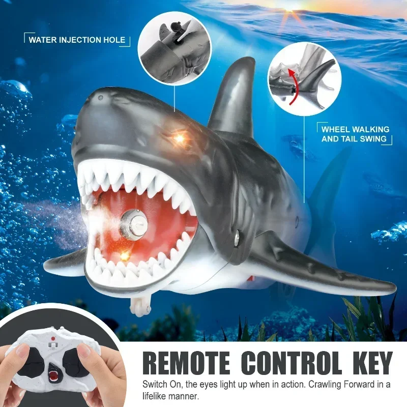 Remote Controlled Boat ship Smart Rc Shark whale Spray Water Toy Submarine Robots Fish Electric Toys for Kids Boys baby Children 2