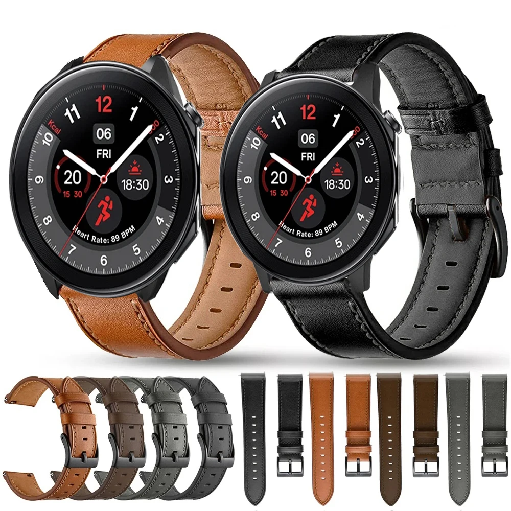 

22mm Leather Strap Watchband for OnePlus Watch 2 Smart Wriststrap Quick Releas Bracelet for OPPO Watch 2 Watch Accessories