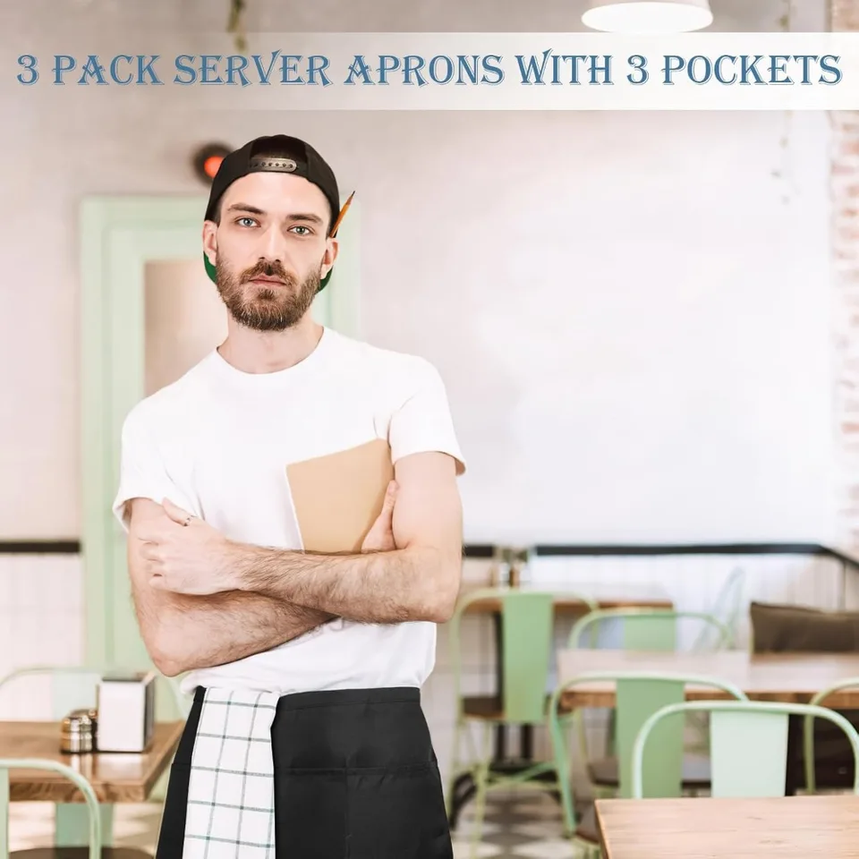 3 Pack Women's Waitress Apron with Pockets