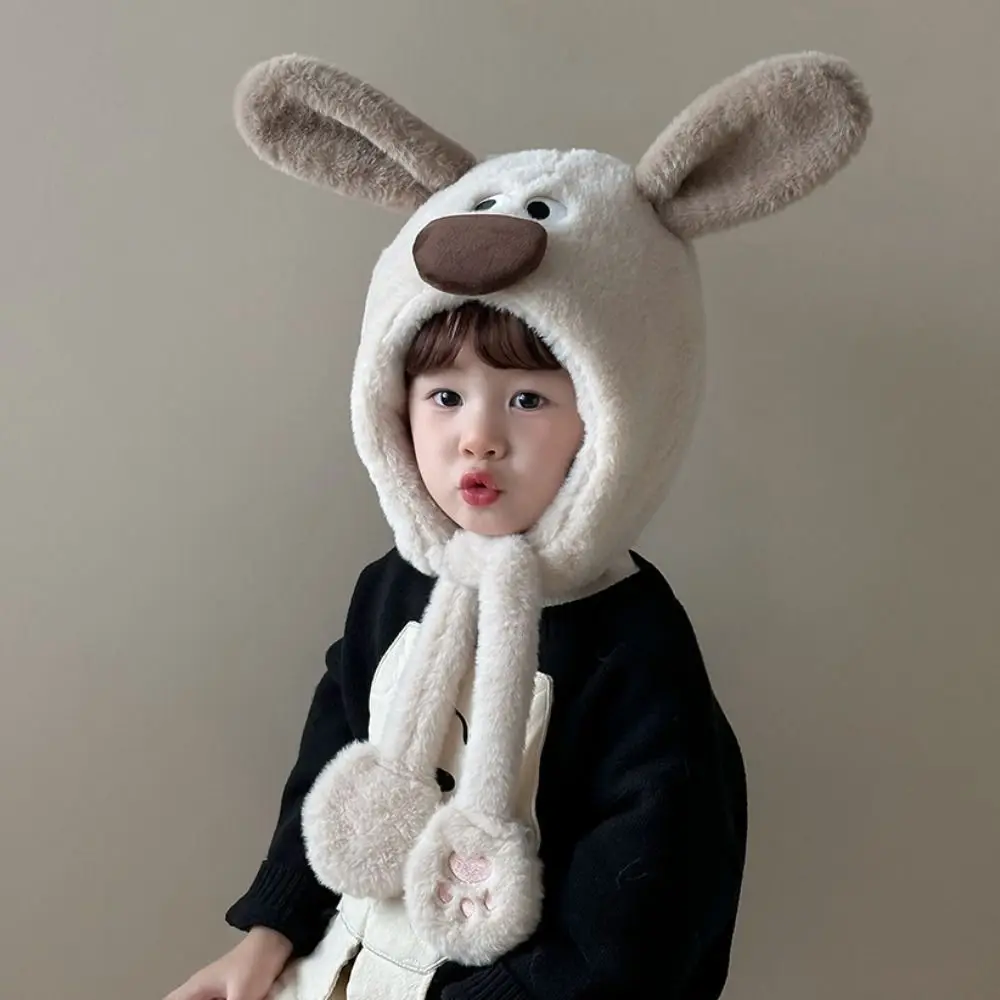 Kawaii Baby Ear Protection Hat Coldproof Windproof Children's Pullover Cap Creative Lamb Capybara Hooded Scarf Autumn and Winter