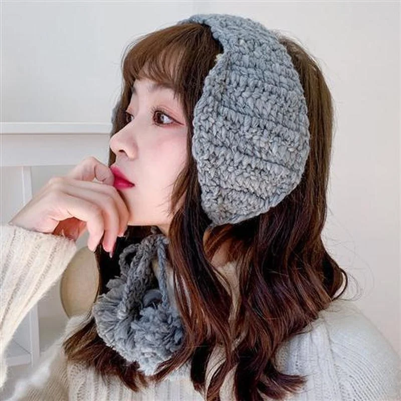 Ins Cute Tide Knitted Ear Bag Soft Sister Strap Ear Muffs Autumn