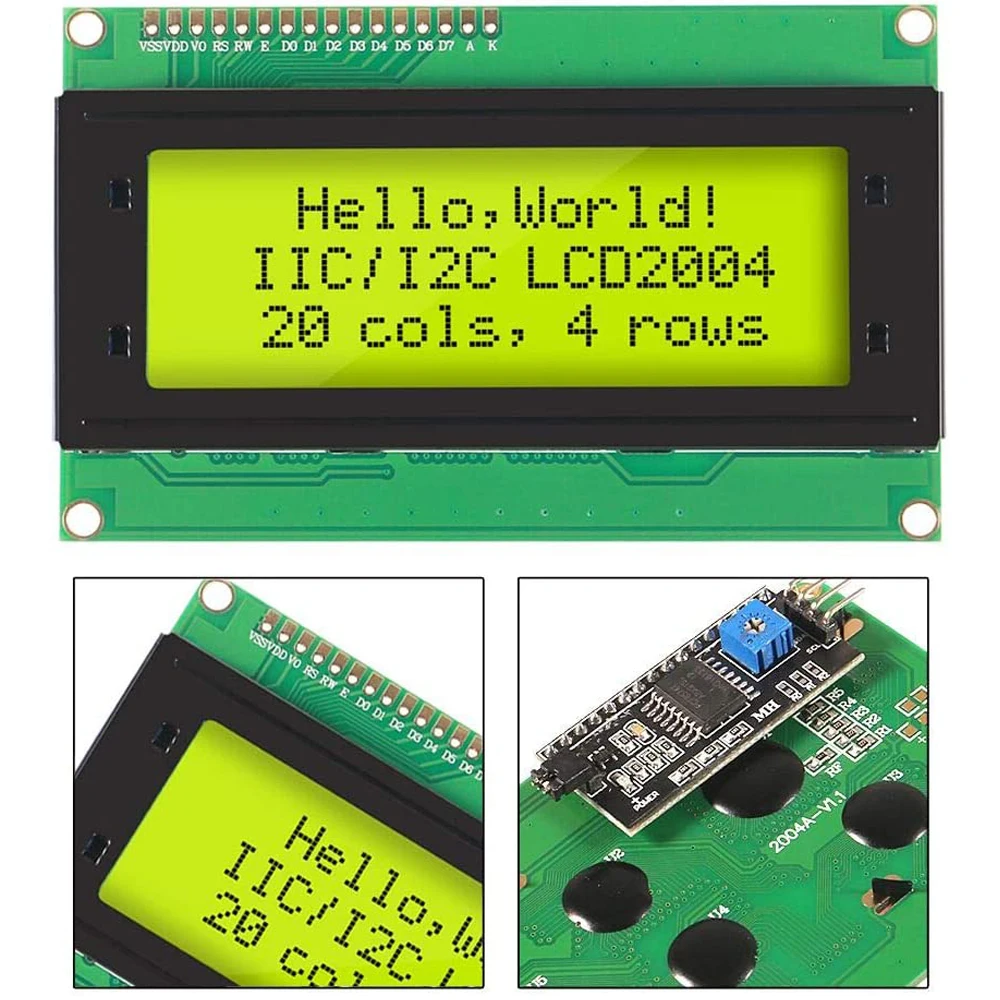 LCD2004+IIC/I2C 20x4 Blue Green Screen HD44780 Character LCD 2004 and IIC/I2C Serial Interface Adapter Module for Arduino