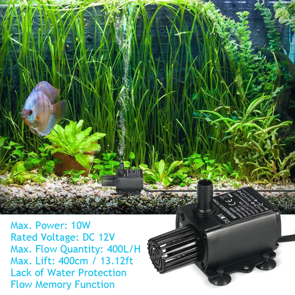 DC12V 10W 400L/H Lift 400cm Brushless Water Pump Ultra-quiet Mini 5.5*2.1mm Female Submersible Fountain Flow Adjustment water pump,aquarium water pump,fish tank pump