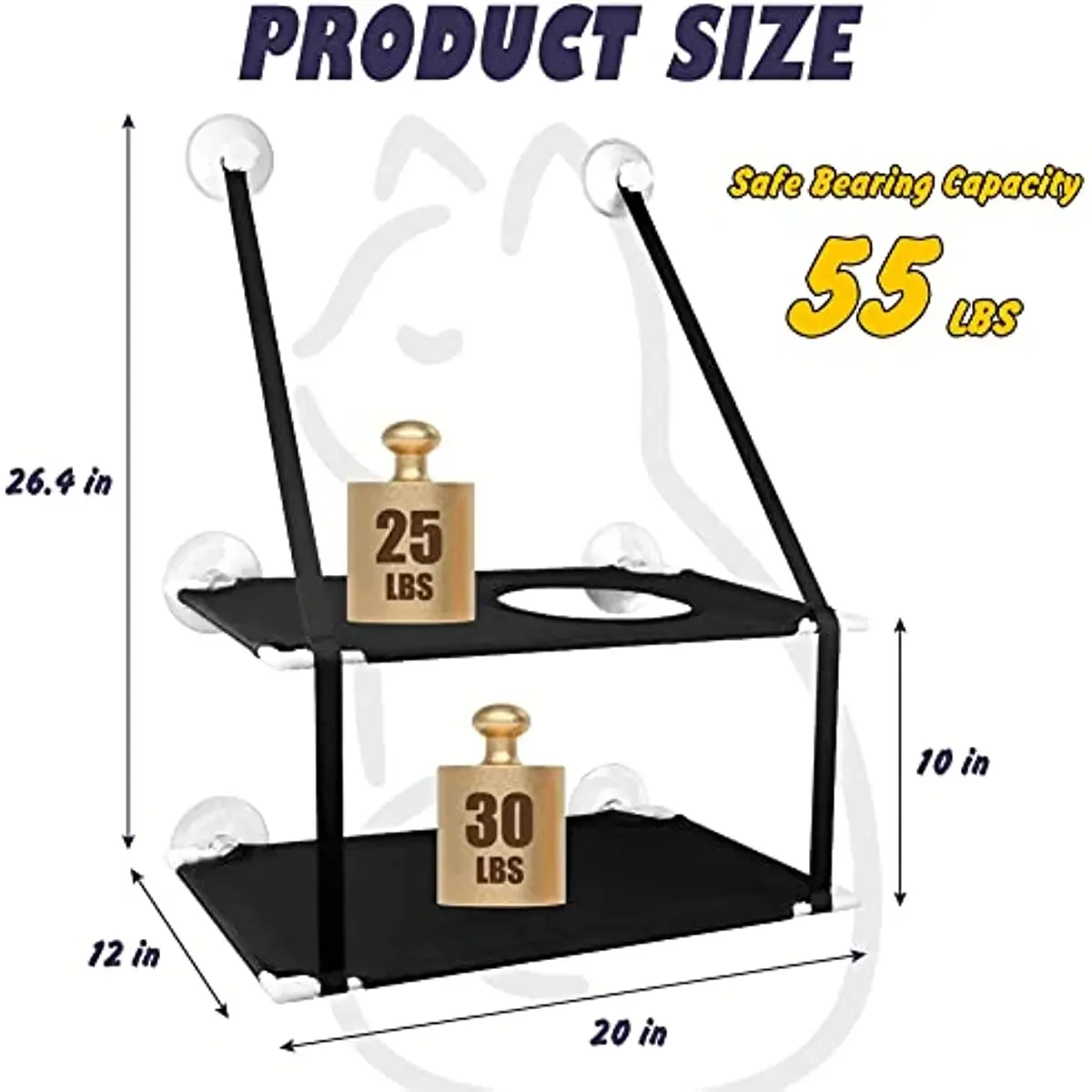 أرجوحة أتوبان للقطط، مزودة بنوافذ ثابتة، وتتحمل وز...