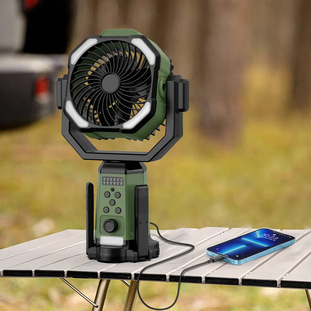 รูปสินค้า พัดลมตั้งโต๊ะชาร์จไฟได้ 24000mAh ควบคุมด้วยแอป 360 องศา