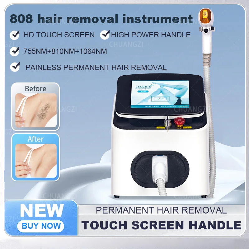 

Portable diode laser hair removal machine professional 808NM 3-wavelength painless permanent hair removal equipment 755 808 1064