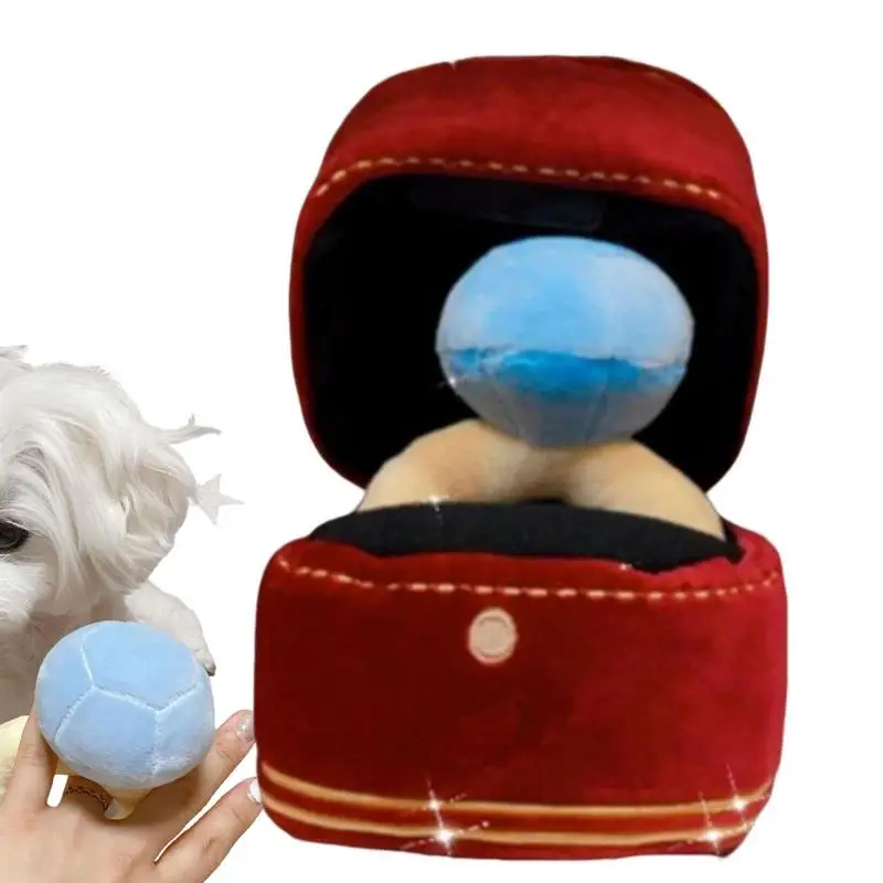 

Dog Plush Diamond Ring Toy Set Creative Love Diamond Ring Case Stuffed Pet Chew Squeaky Toy Creative Ring Box Plush Toy For