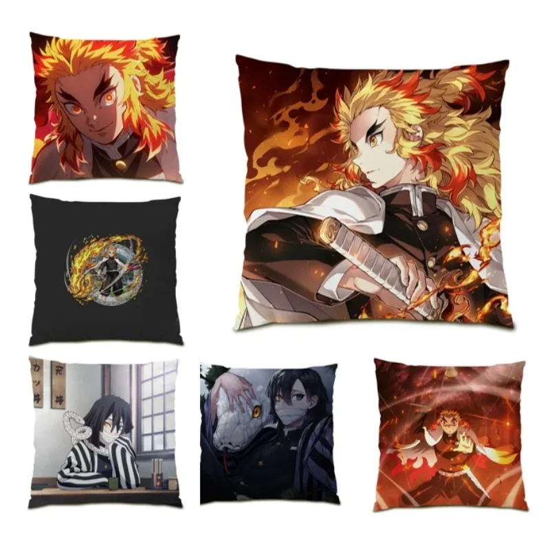 

Rengoku Kyoujurou Double Sided Pillow Case Demon Slayer Cushion Case Cartoon Character Pillow Cover Kids Room Home Decor DF1673