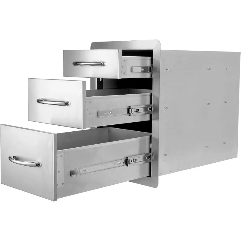Stanbroil Outdoor Kitchen Drawers Stainless Steel-15W x 21.5H x 23D Inch, Triple Access Drawer Flush Mount for Outdoor Kitchen