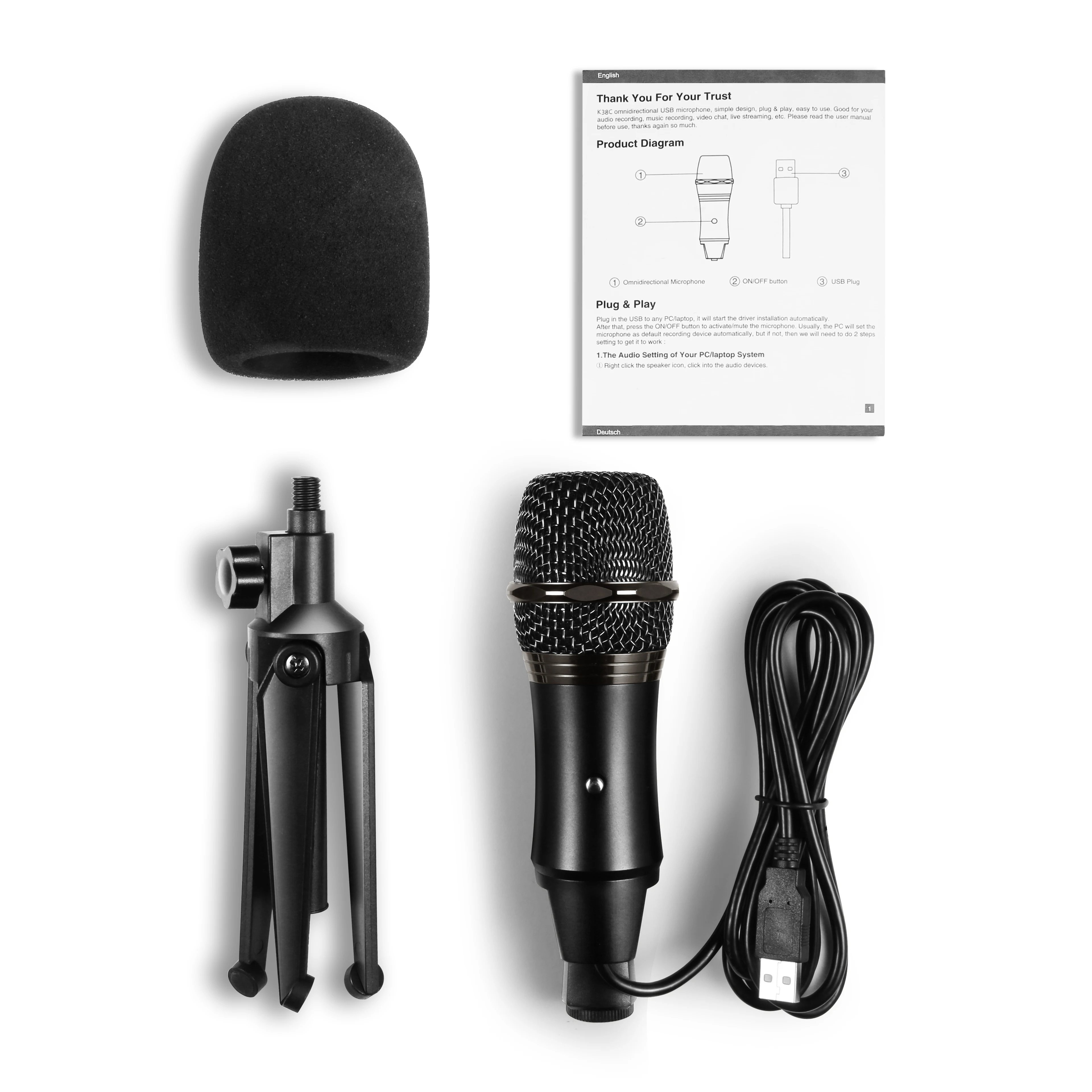Umoderne abort En eller anden måde K38C USB Microphone PC Condenser Microphone Vocals Recording Studio  Microphone for YouTube Video Skype Chatting Game Podcast| | - AliExpress