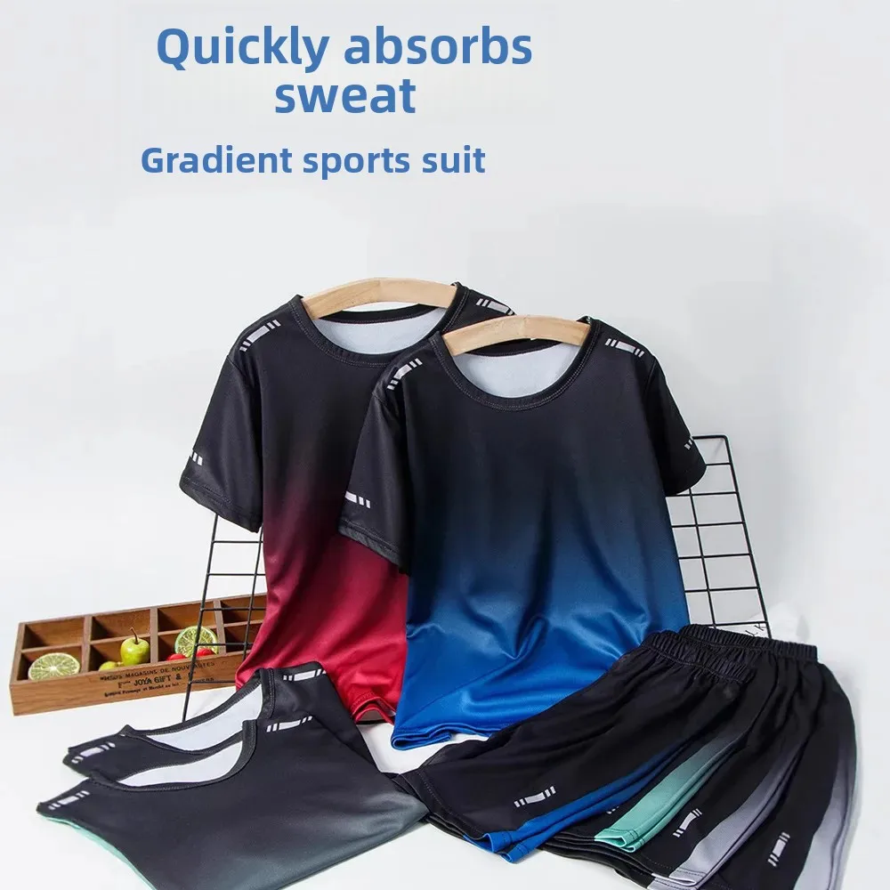 بدلة رياضية للأطفال بأكمام قصيرة سريعة الجفاف، زي كرة السلة وكرة القدم، مناسب للصيف، مجموعة طلاب المدارس المتوسطة