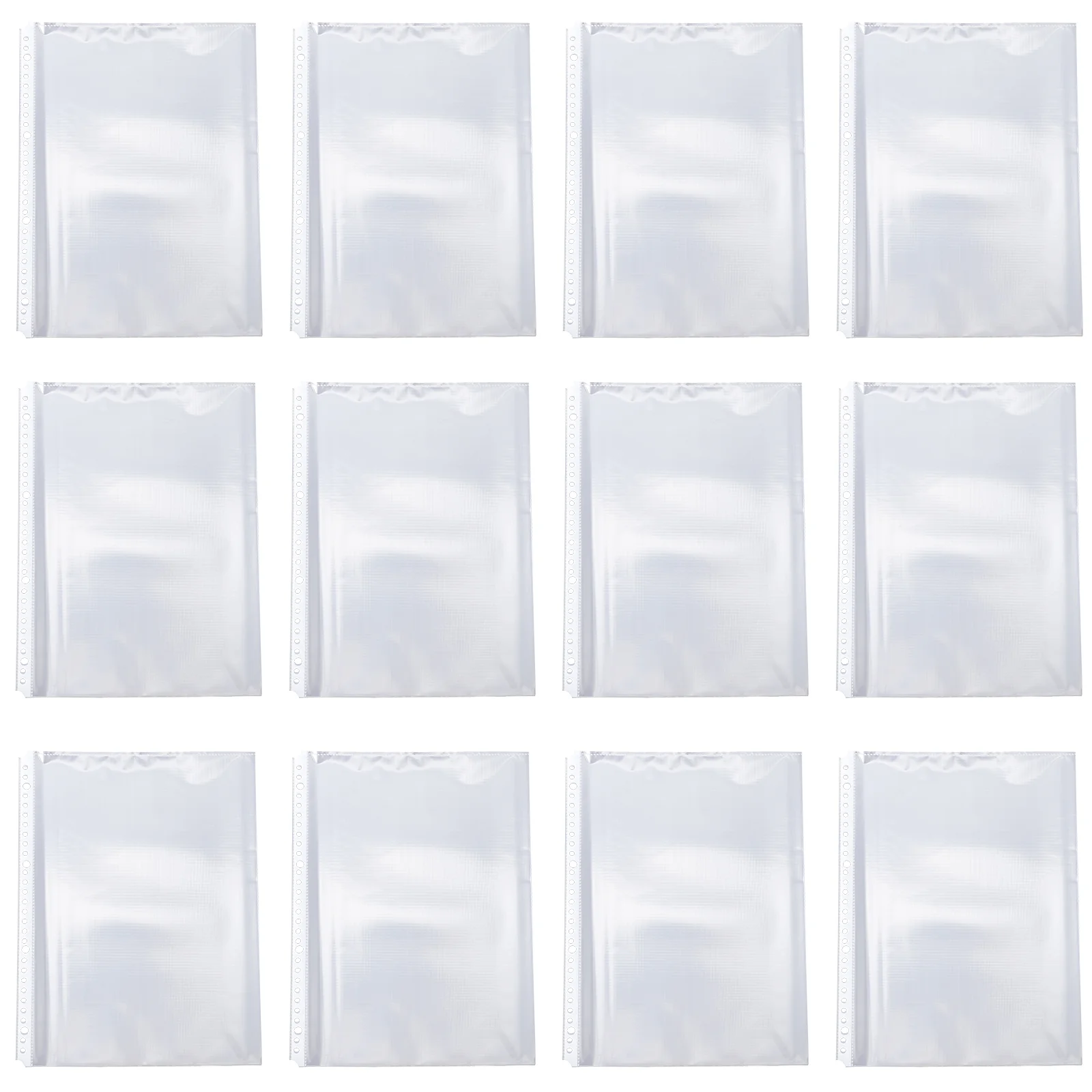 

100 Pcs inside Folder Binder Document Protective Cover Plastic Loose Leaf Pouch Clips Bag Transparent Clear Inner Paper Pocket
