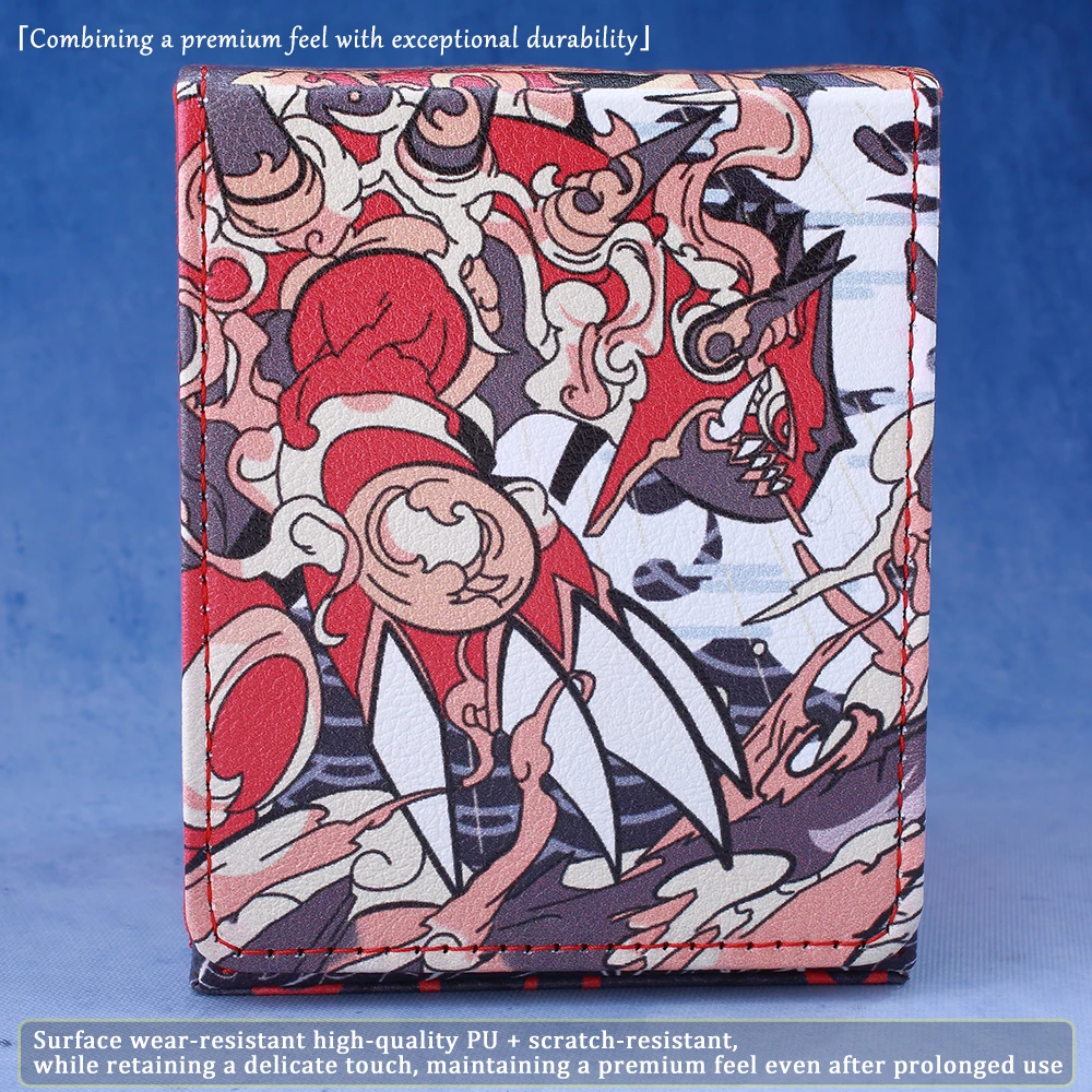 Premium Groudon-Themed PU Leather Card Deck Box – Holds 120+ Sleeved Cards, Portable Card Storage, Perfect Gift for Collectible Card Game Enthusiasts