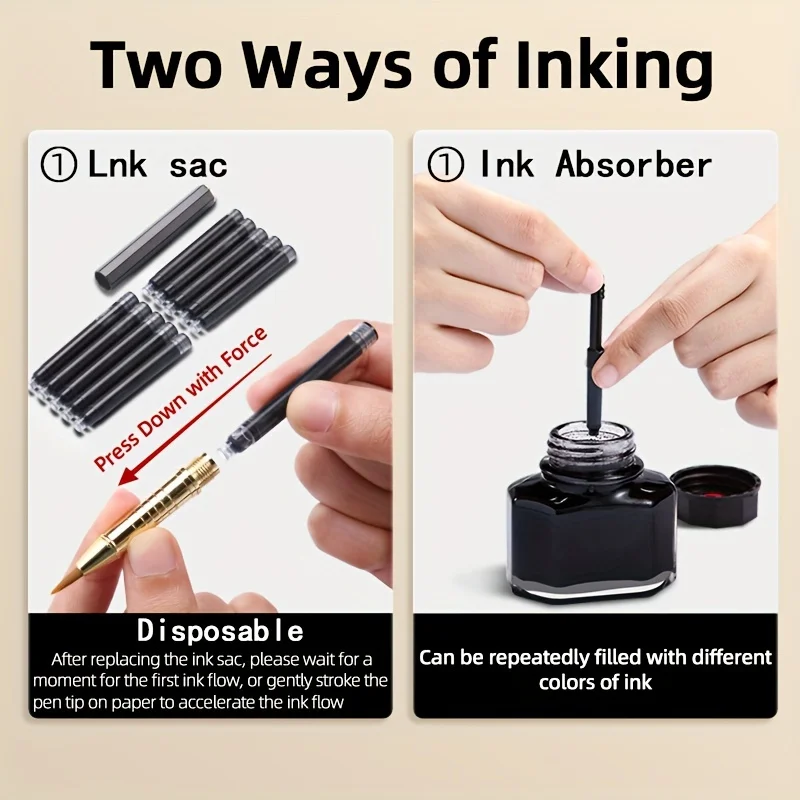 1pc Portable Ink Pen Brush for Journaling,Writing,Ink-adding Fountain Pen with Fine for Writing,Painting for Students,Artists 6