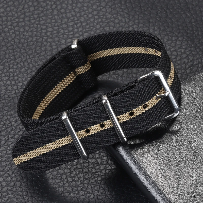 Versatile Ribbed Nylon Watch Strap - Unisex Nylon Bracelet for Military Style Watches