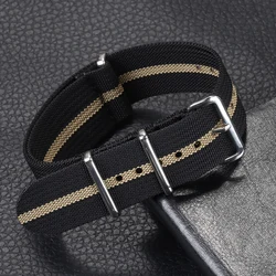 Versatile Ribbed Nylon Watch Strap - Unisex Nylon Bracelet for Military Style Watches (Black Gold)