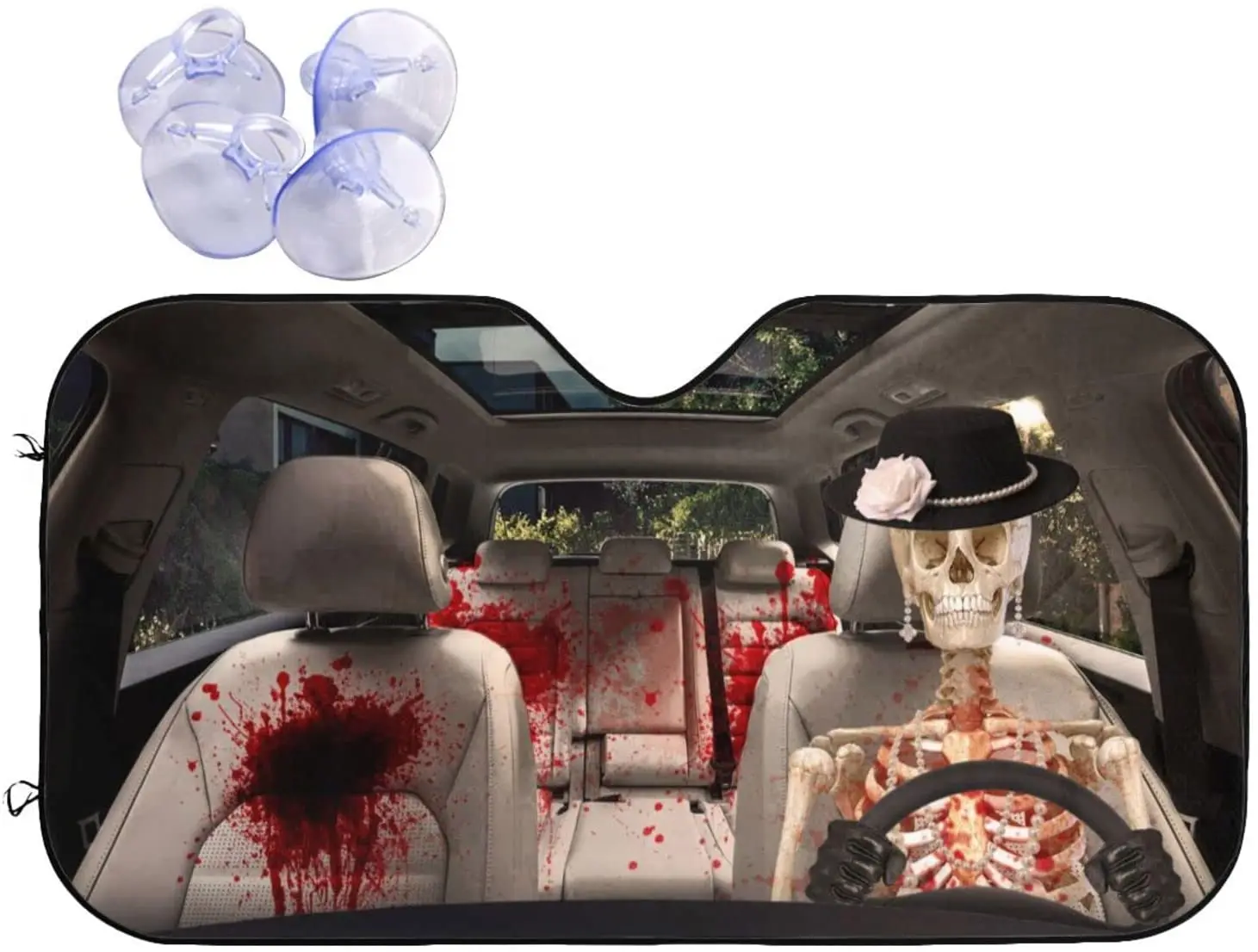 

Funny Skeleton Car Windshield Sunshade Foldable Horror Skull Auto Front Window Sunshield SUV Trucks Vehicle Block UV Rays Sun Vi