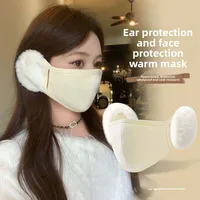 Warm Fleece Winter Mask for Women Double Thermal Protection Ear Cover Windproof Breathable Polyester Fiber Headband Style Mask