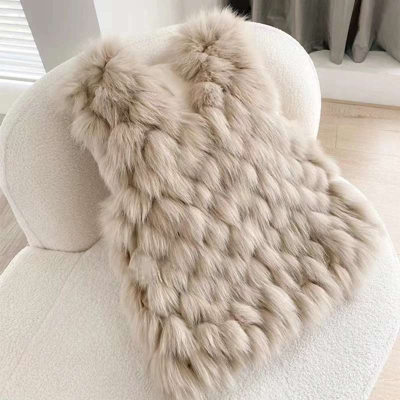 2022 Hot Sell Women Fur Vest Winter Warm Sleeveless Coat Fashion Lady Faux Fur Vest