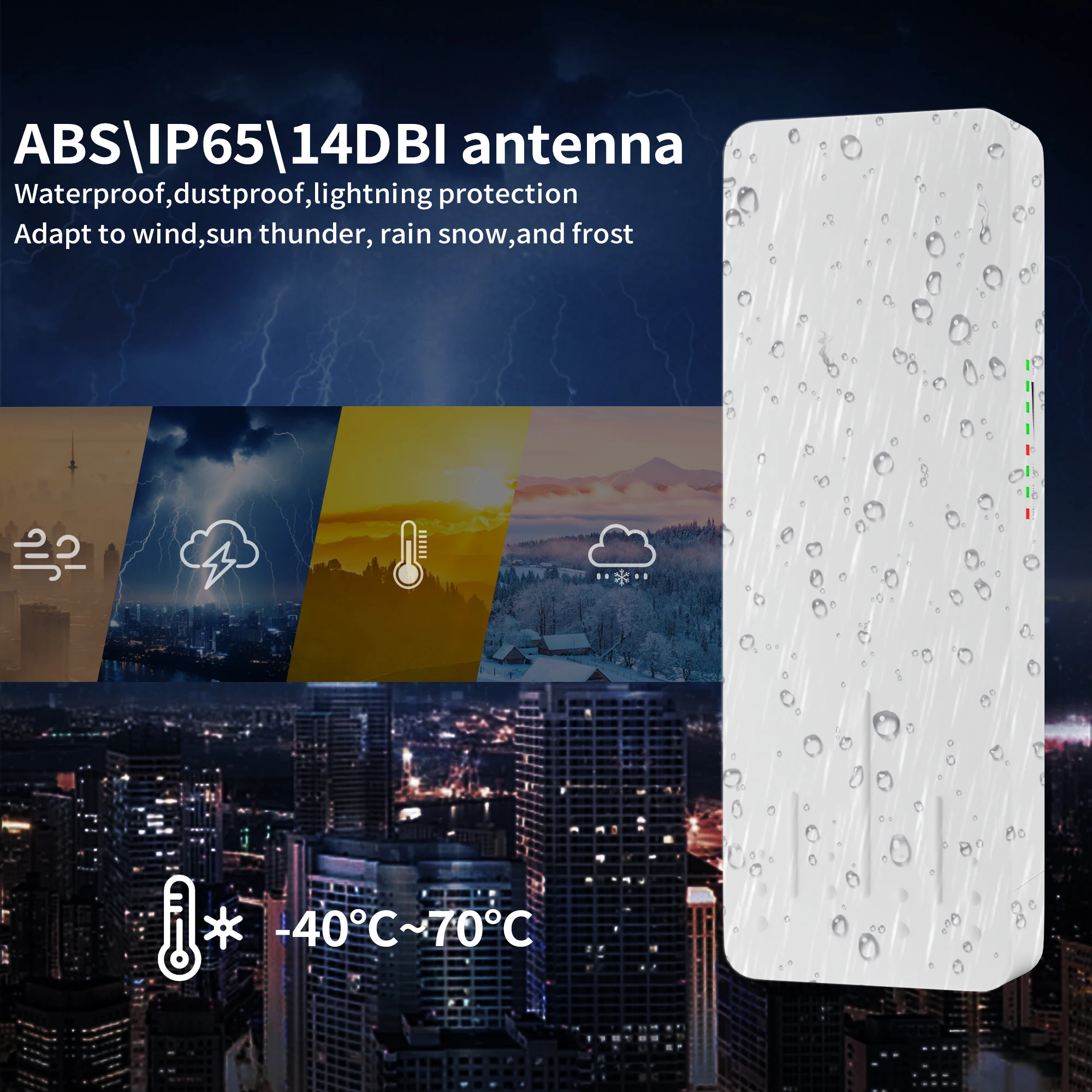  긮 Ʈ 300Mpbs 5.8G WiFi ߿ CPE Ʈ  Ʈ 3, 14dBi ׳, 24V PoE , IP65 , 2 