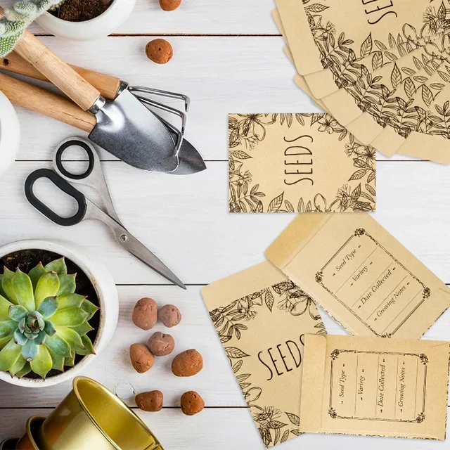 Fuceury 150-Piece Seed Saving Envelopes - 3.15x4.72" Kraft Paper Packets With Label Template For Flower & Vegetable Seeds - View #10
