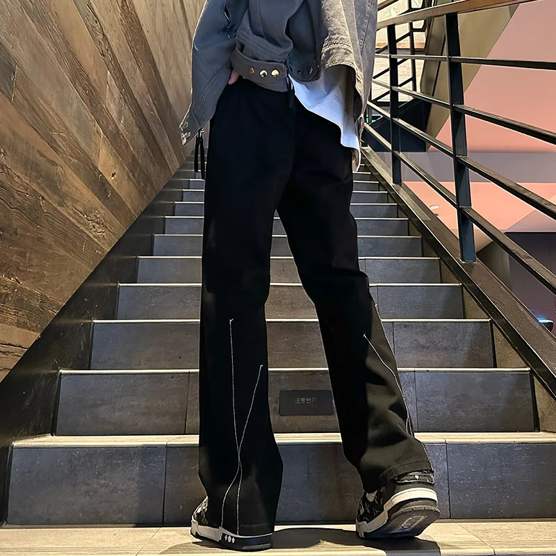 Embroidery Micro Flared Jeans Casual Loose Washed Trousers Quality Fabric Couple Neutral Fashion Hip Hop Pants Street  Apparel