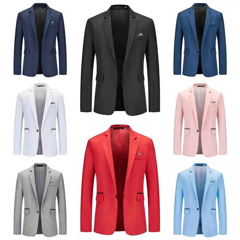 Mens Autumn Slim Fit Notched Collar Business Blazer