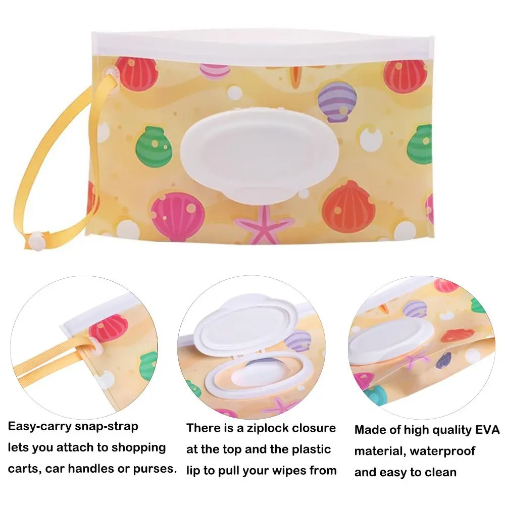 Snap-Strap Baby Product Stroller Accessories Carrying Case Portable Wet Wipes Bag Tissue Box Wipes Holder Case Cosmetic Pouch