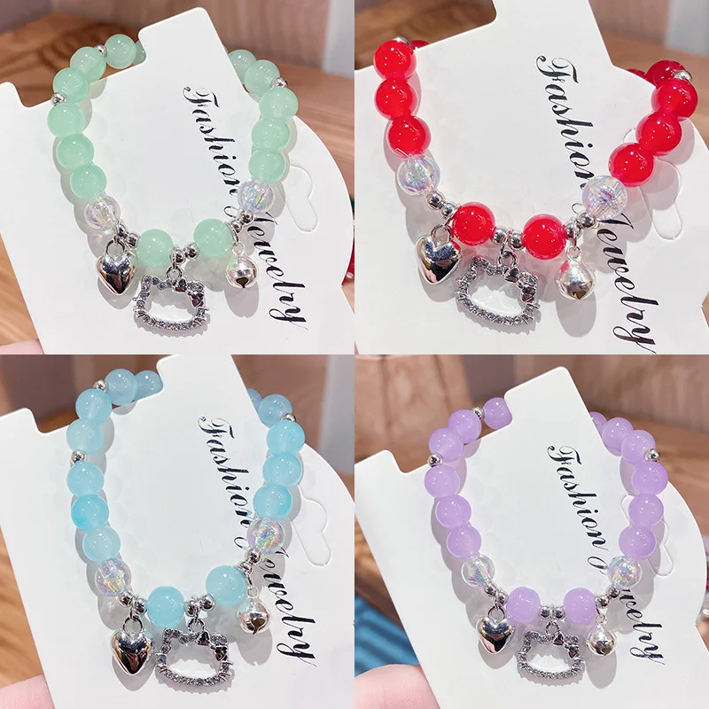 

Sanrio Hello Kitty Y2K Kuromi Melody Cinnamoroll Crystal Student Girlfriend Bracelet Kawaii Bracelet Jewelry Toy Bracelet Gift