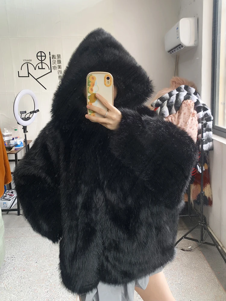 Nerazzurri Autumn Winter Oversized White Black Warm Shaggy Hairy