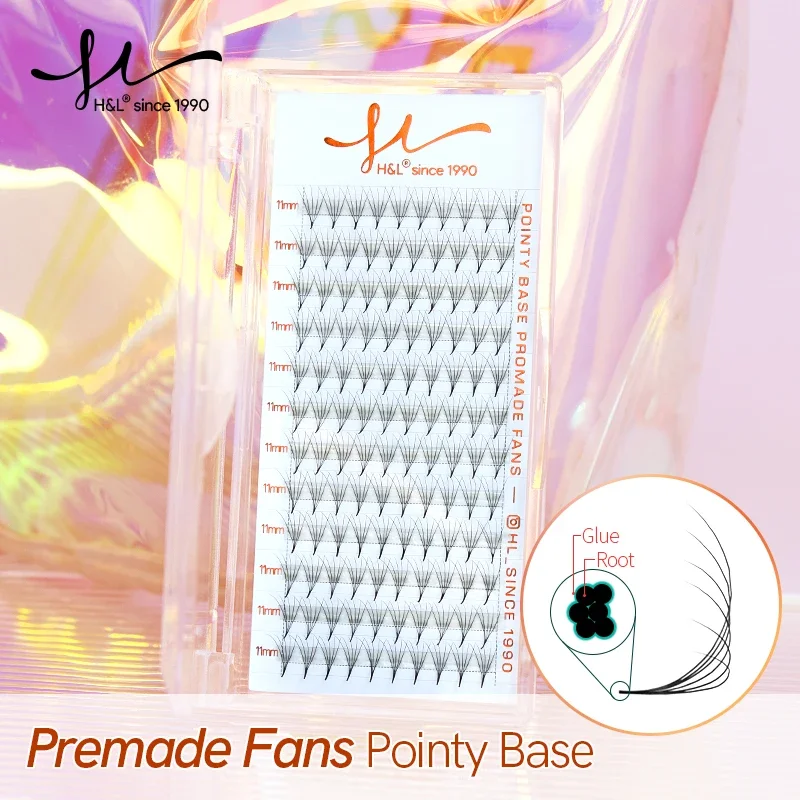 H&L Sharp Narrow Stem Premade Fans Lash 3D/4D/5D/6D/7D/10D/12D Slim Thin Pointy Base Promade Volume Fans Wimpernverlängerung