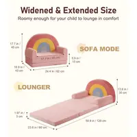 Extra Wide Soft Toddler Couch Fold Out, 2in1 Kids Couch, Convertible Kids Sofa to Lounger, Comfy Toddler Chair, Kid Furniture fo 2