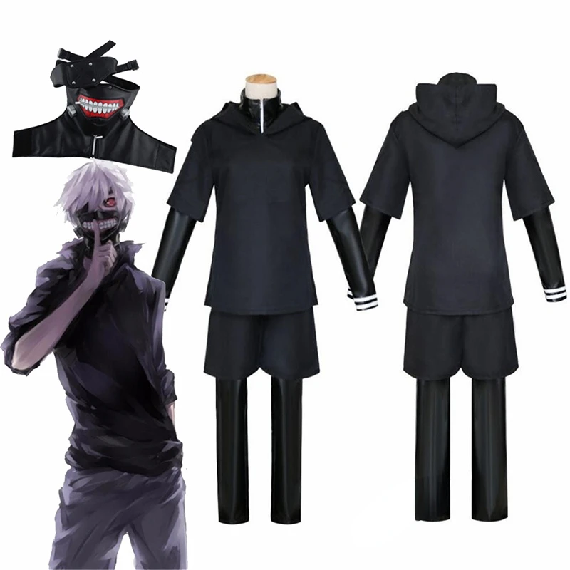 

Anime Tokyo Ghoul Cosplay Costumes Kaneki Ken Mask Halloween Costumes for Men Role Play Clothing Party Uniform Suit Full Set