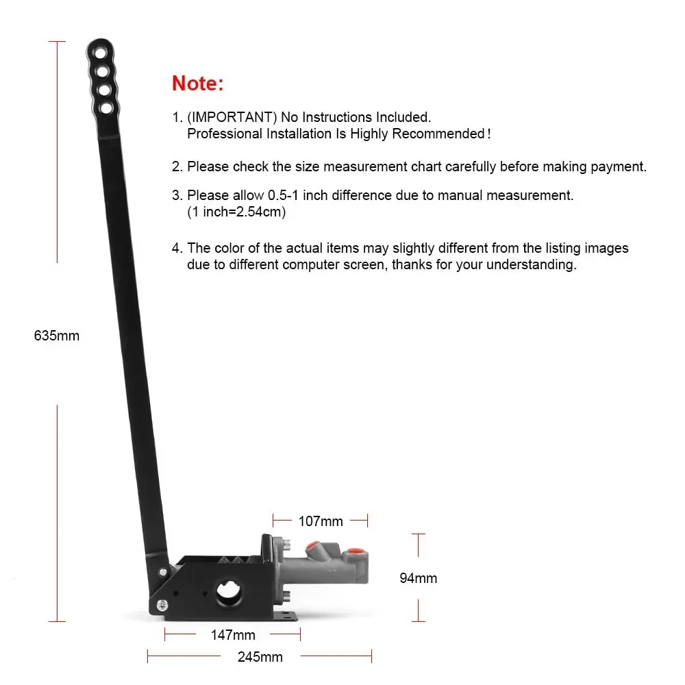 1pc 63cm 범용 유압 핸드 브레이크 롱 수직 하이드로 핸드 브레이크 E-브레이크 드리프트 레이싱 ForHonda Toyota VW 스포츠 & 튜너 자동차