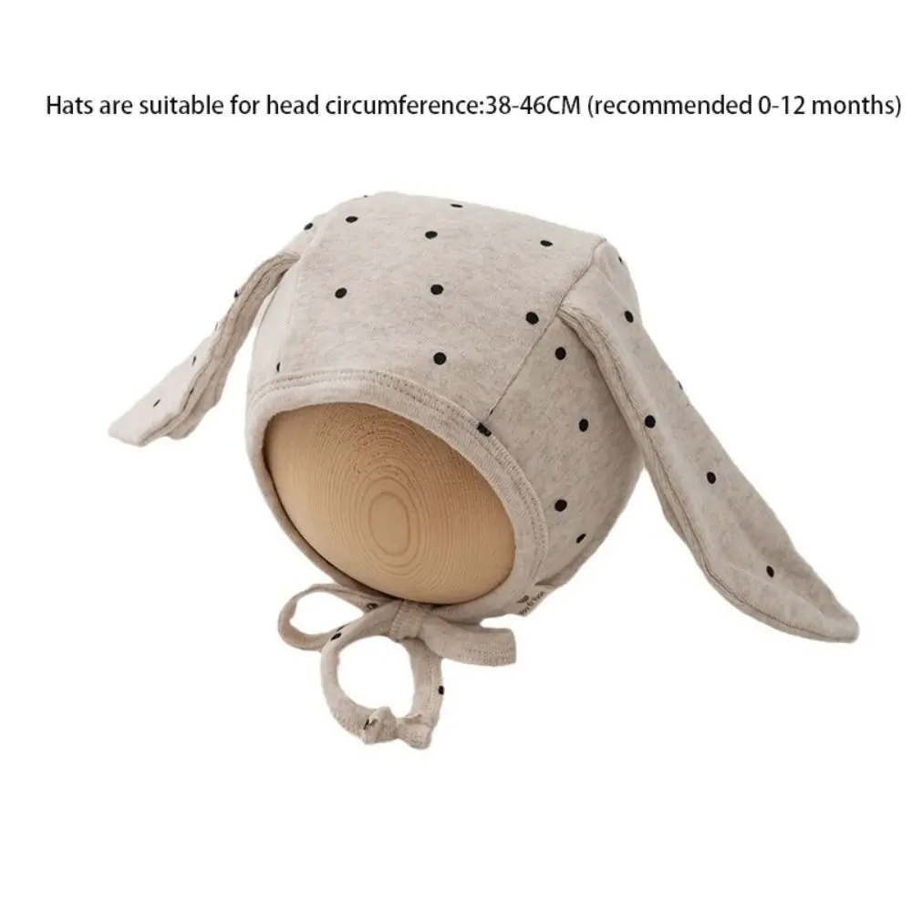 Ins Cute Baby Fetal Cap Cartoon Soft Newborn Rabbit Ear Beanie Hat Sweet Tie Strap Infant Bonnet Hat Boys Girls