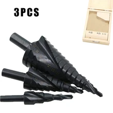 

3Pcs/Set 4-32MM HSS Cobalt Step Drill Bit Set Nitrogen High Speed Steel Spiral For Metal Cone Triangle Shank Hole Bit opener