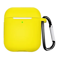 Silicone Earphone Protective Case with Hook - Skin-Friendly Cover (Yellow)