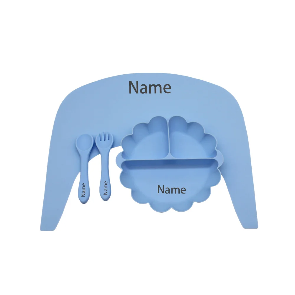 Free Name Printing Children's Tableware 4PCS Silicone Material More Thoughtful and Unique Personalized Gifts for Boys and Girls