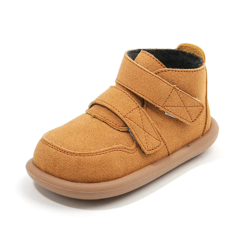 Children Warm Short Boots Boys Retro Cow Muscle Sole Cotton Shoes Girls Fashion Double Hook Closure Spring Boots, children boots