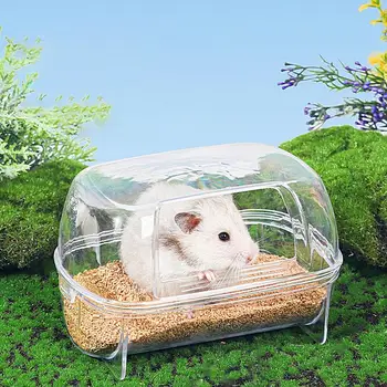 Hamster Bathroom Clear Small Animals Shower Bathtub Cage Accessories Litter Box Hamster Bed For Mice Lemming Gerbils Small 2