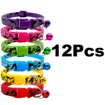 12PCS Pet Products Dog Print Breathable Cloth Band Accessories Cat Traction Decoration Outdoor Gift Necklace With Bells