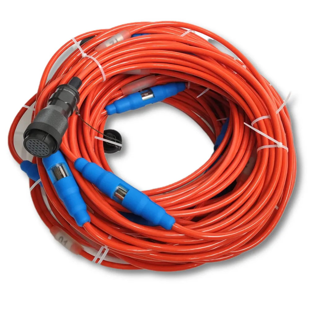 

12 Channels seismic cable with 12 Split Spring Clip Take-out Molded Type , Seismic Refraction Cable