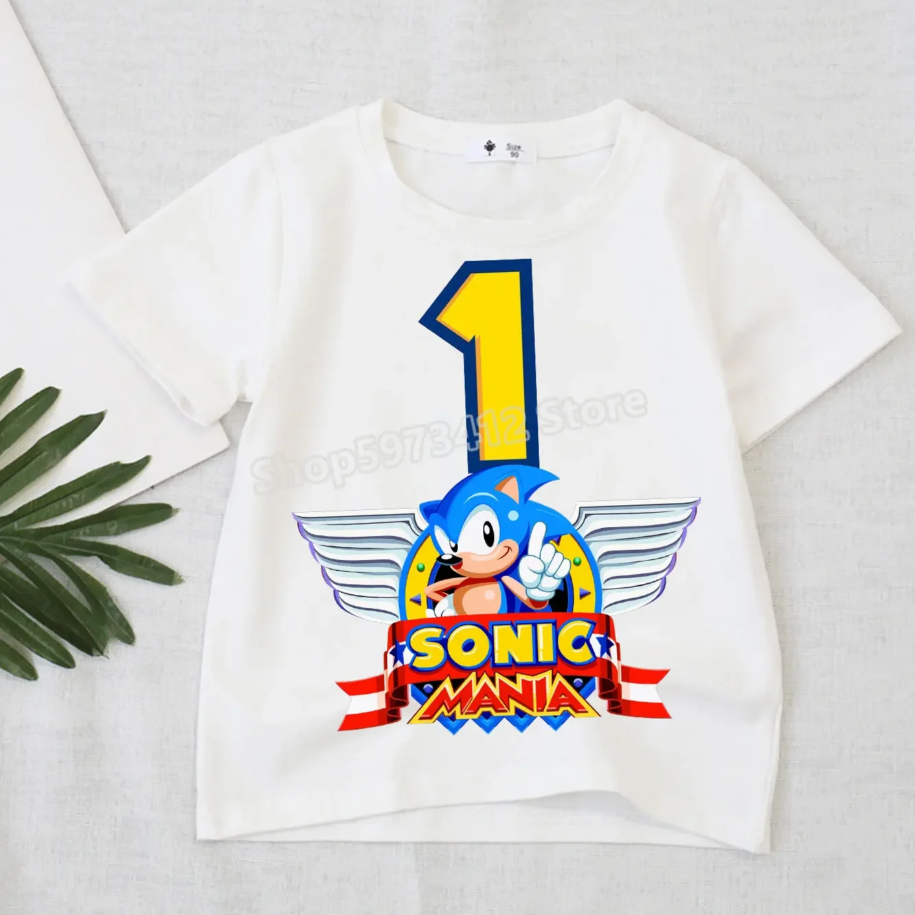 thumbnail image 1 of Camiseta de Sonics, ropa para niños, camiseta de cuello redondo con el erizo, figura de dibujos animados digitales 1-10, accesorios de moda, 1 of 5