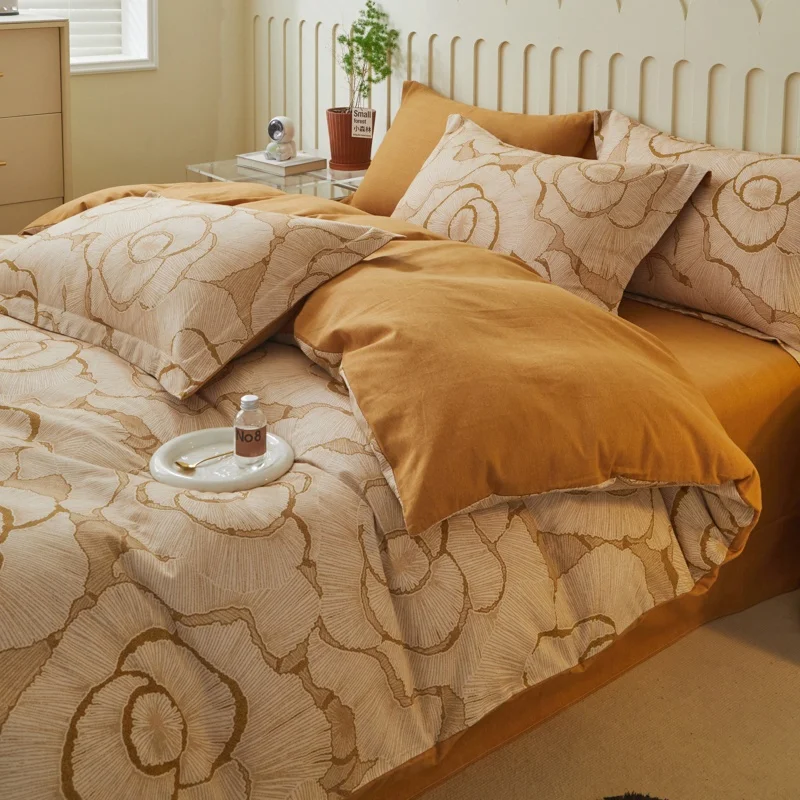 

Cotton Printing Four-piece set Bedding Safe and comfortable Thickening Ventilate Printing and dyeing Simple and fresh