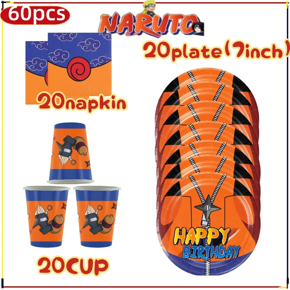 Ultimate Naruto Birthday Party Supplies Set - Ninja Tableware Kit with Paper Cups, Plates, and Tablecloth, Perfect