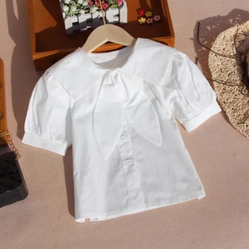 2-16 Years Summer Baby Toddler Teen Girl Blouses And Tops School Uniform Girls White Blouse Kids Cotton Shirt Children's Clothes