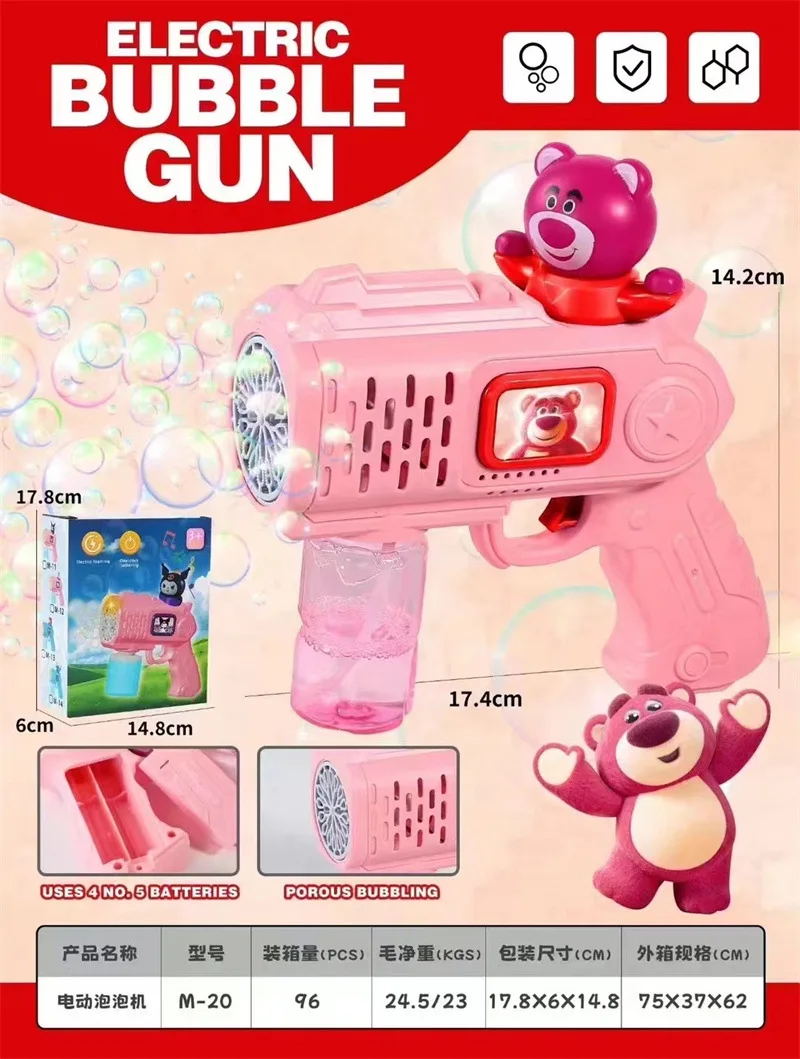 New Disney Stitch Electric Bubble Gun Toy Lilo & Stitch Lotso Bubbles Machine Automatic Soap Blower with Light Outdoor Games 5